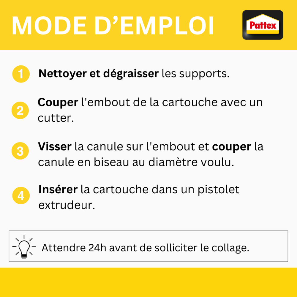 Pattex – Ni Clou Ni Vis Extra Fort (cartouche de 380 g) – Colle de fixation à maintien immédiat – Rapide pour usage intérieur surpuissante