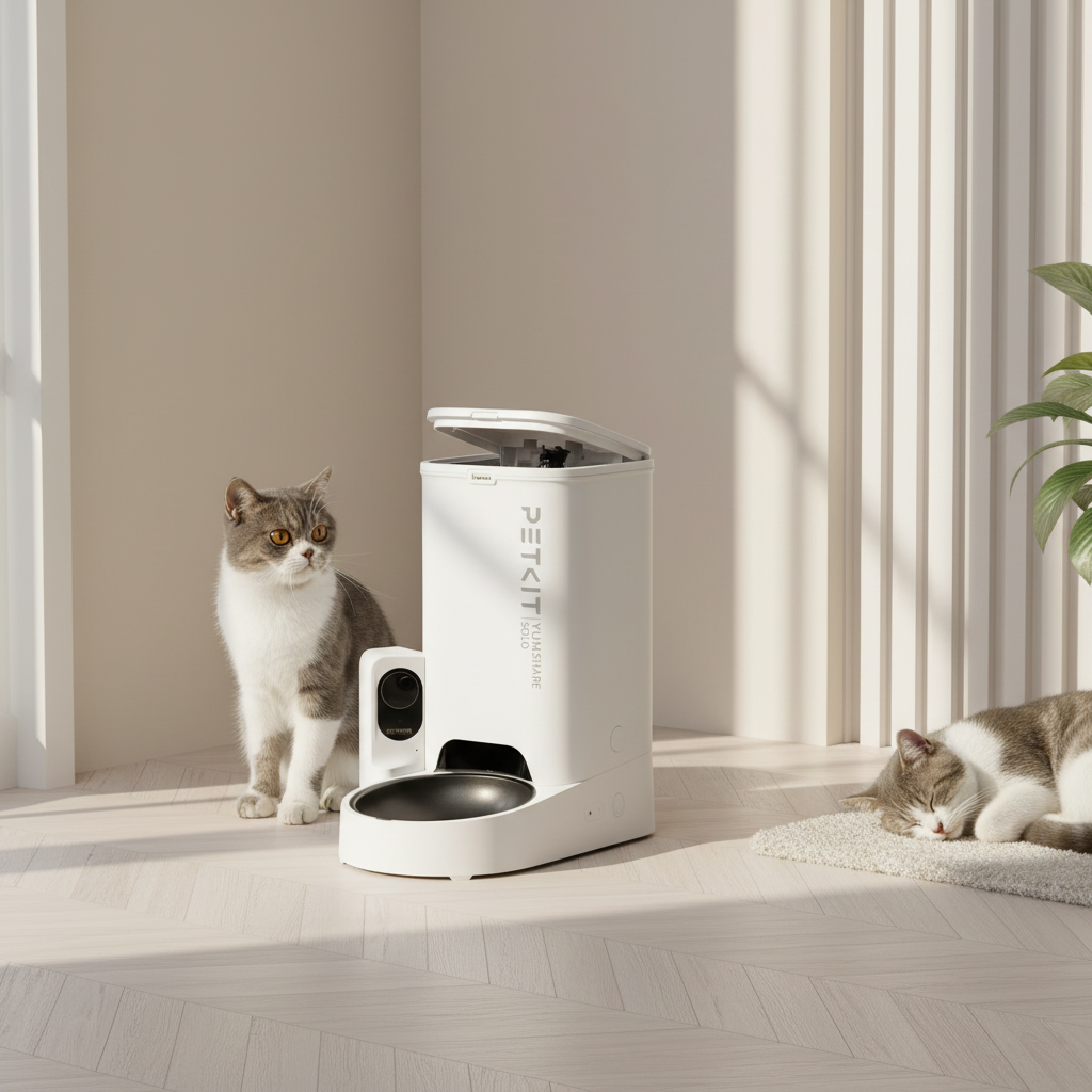 PETKIT Distributeur automatique pour chat avec caméra 1080P HD Fonction IA YumShare Solo