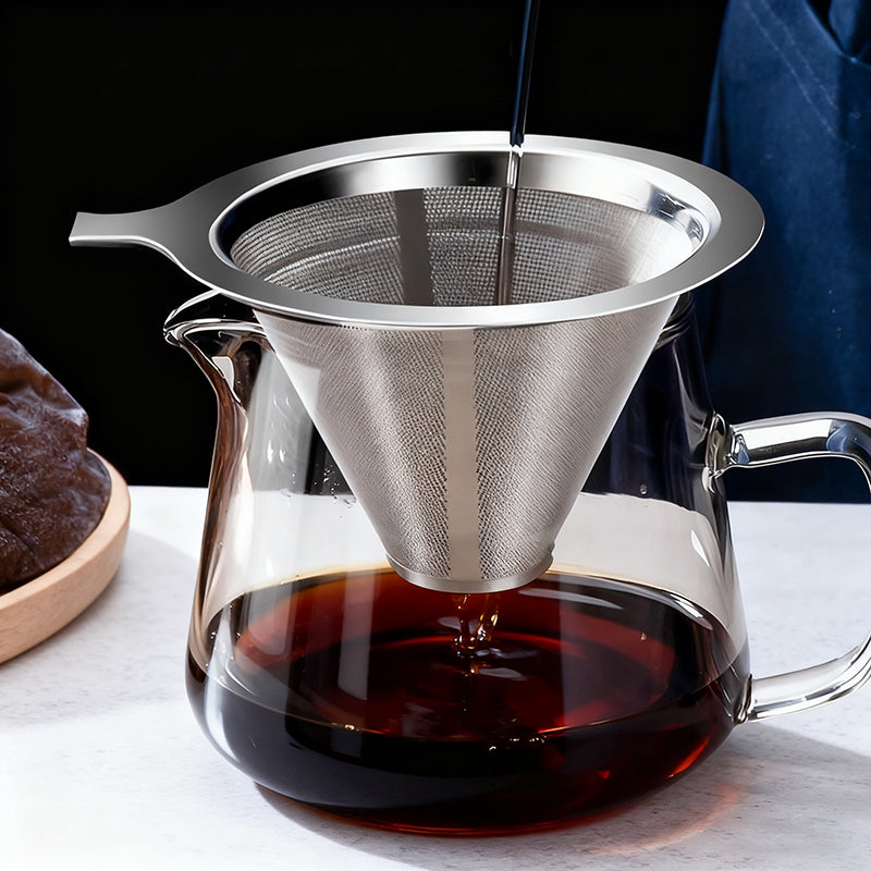 BJ Filtre à café manuel en acier inoxydable 304, 800 mailles
