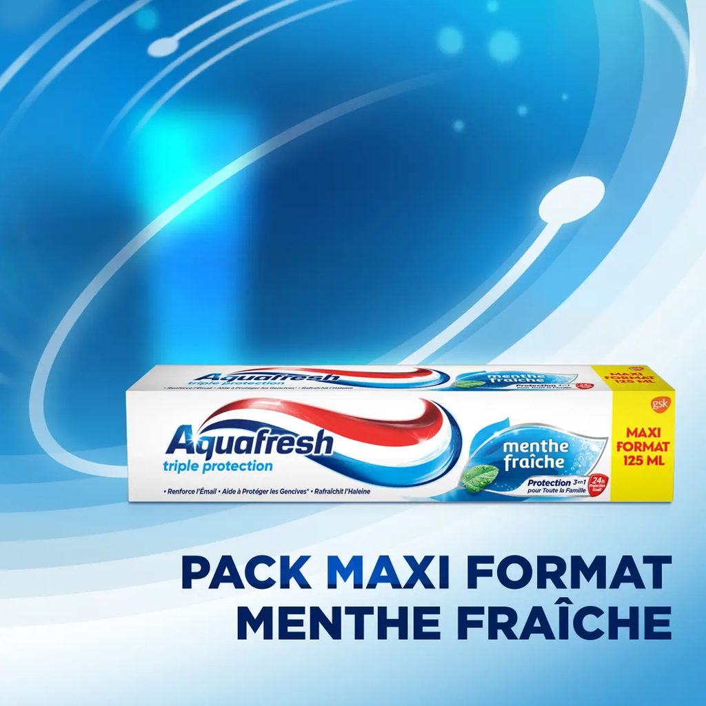 Aquafresh Dentifrice Triple protection Menthe fraîche Lot de 12 x 125 ml