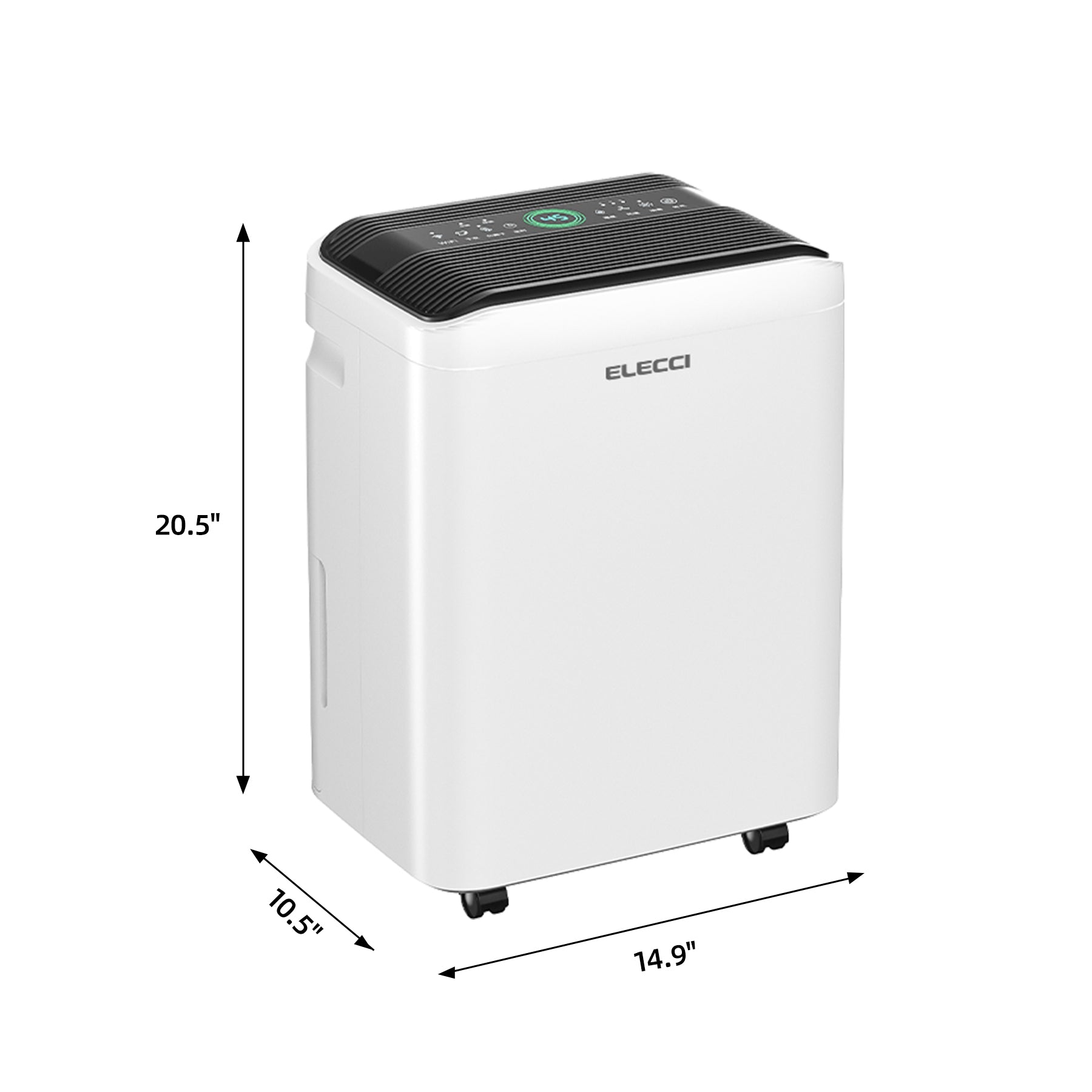 ELECCI Déshumidificateurs 25 L/j, Réservoir d’eau 4,8 L, 3 vitesses, R290, Minuterie 24 h, Évacuation continue avec tuyau d’évacuation, Idéaux pour pièces 50 m².