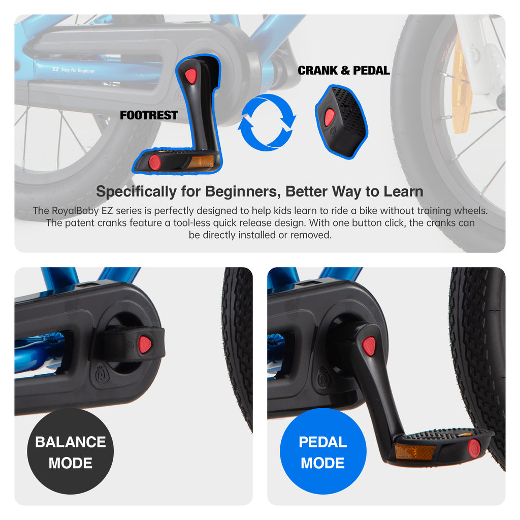RoyalBaby Vélo pour enfants + Aluminium EZ Freestyle + 14 pouces bleu, poids net 7.4 kg