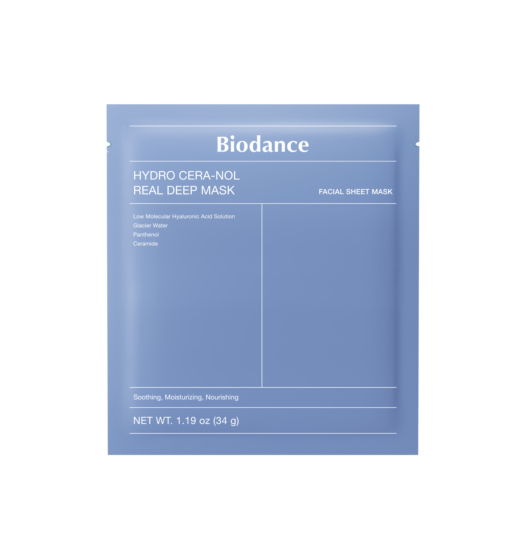 Biodance Hydro Cera-nol Real Deep Mask Lot de 4 masques apaisants et renforçants