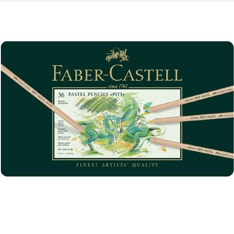 Faber-Castell Boîte en métal de 36 crayons de couleur Pitt Pastel