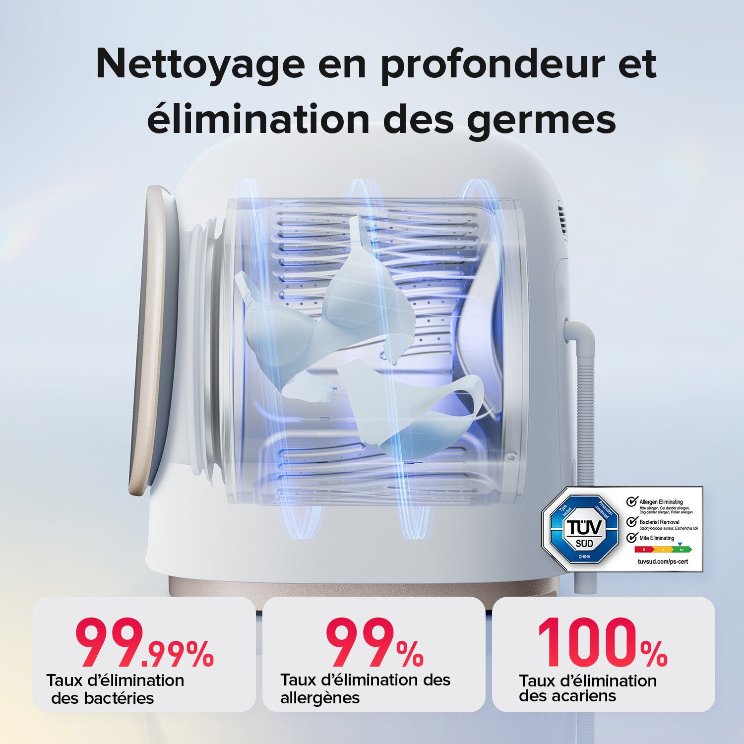 Roborock Marshmallow Zeo Mini - Lave-linge séchant blanc 1 kg de lavage et 0,5 kg de séchage, cycle Zeo séchage à basse température, système d'auto-nettoyage LintClear