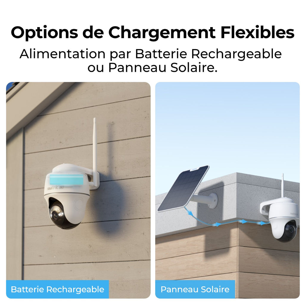 REOLINK B440 Kit solaire Caméra de sécurité extérieure 4K 8MP – Blanc
