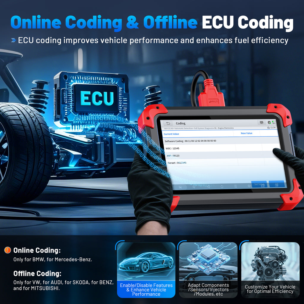 xtool D7 Outil de scan bidirectionnel, 39+ réinitialisations, Scanner OBD2 de codage ECU | Assisté par l'IA, Scanner de voiture complet avec EPB, Test d'injection, Accélérateur