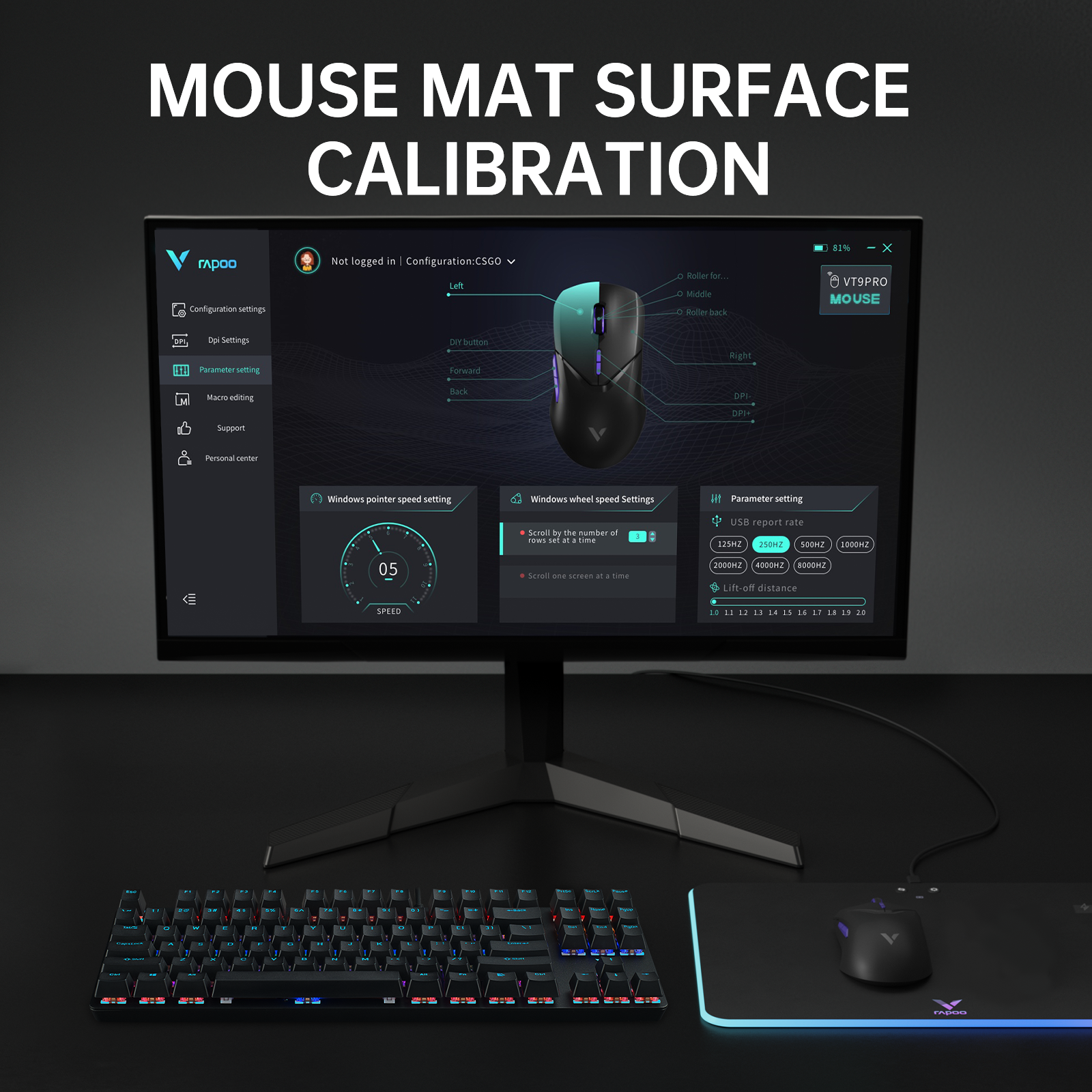 RAPOO VT9Pro 4K Souris gaming sans fil - Noir
