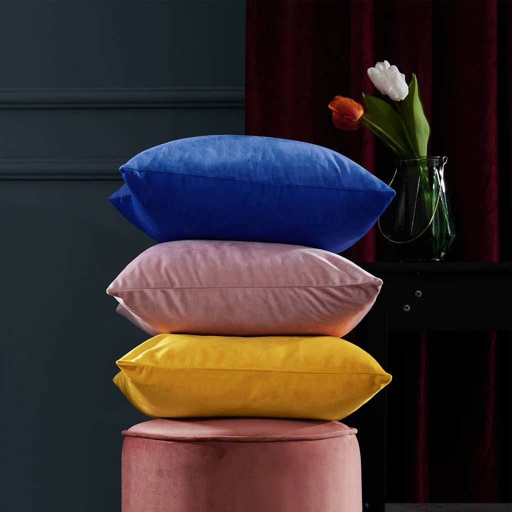 Deconovo Housse de coussin en velours néerlandais - jaune - 45 x 45 cm - 1 pièce