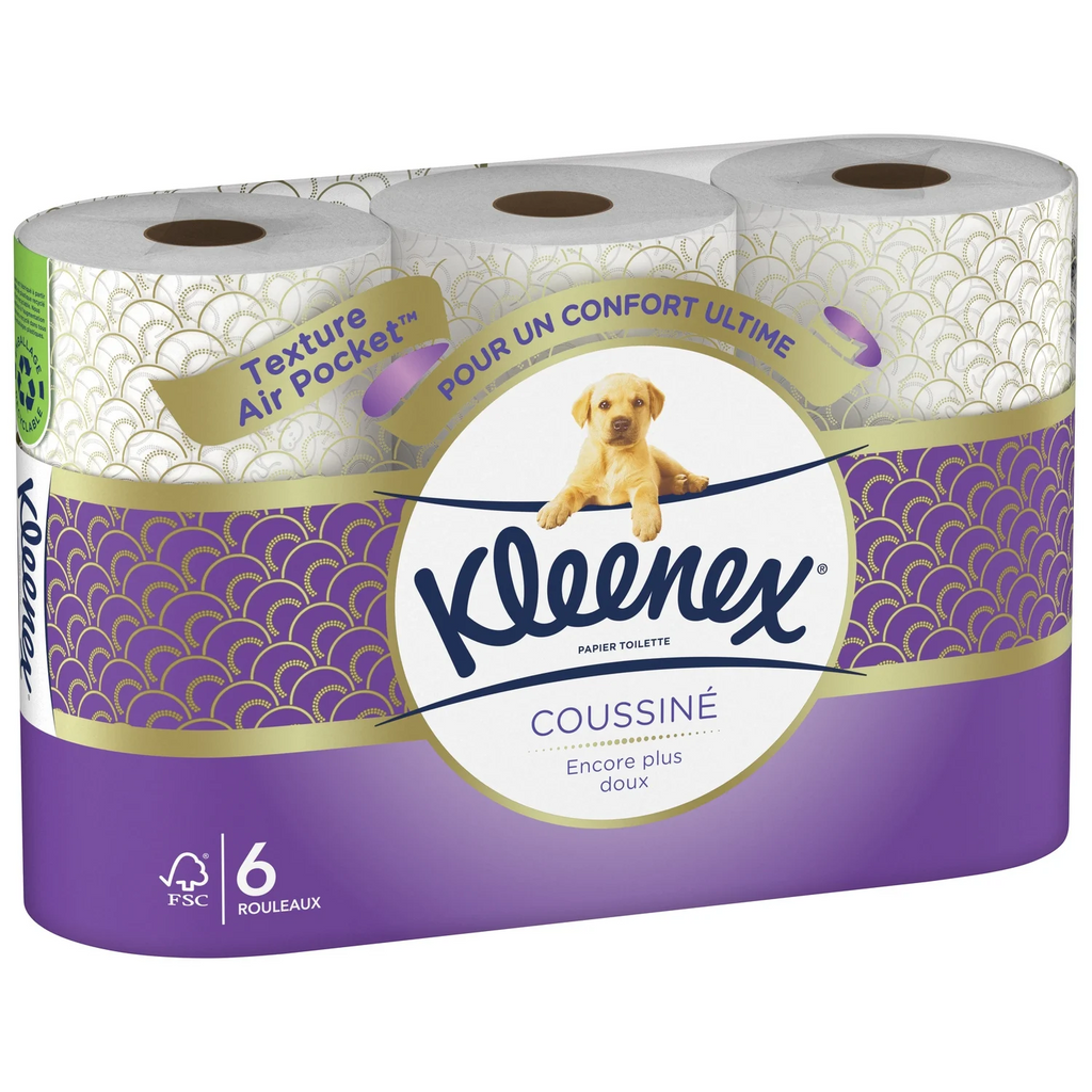Kleenex Papier Toilette Doublé, Doux Air-Cushion, 6 Rouleaux