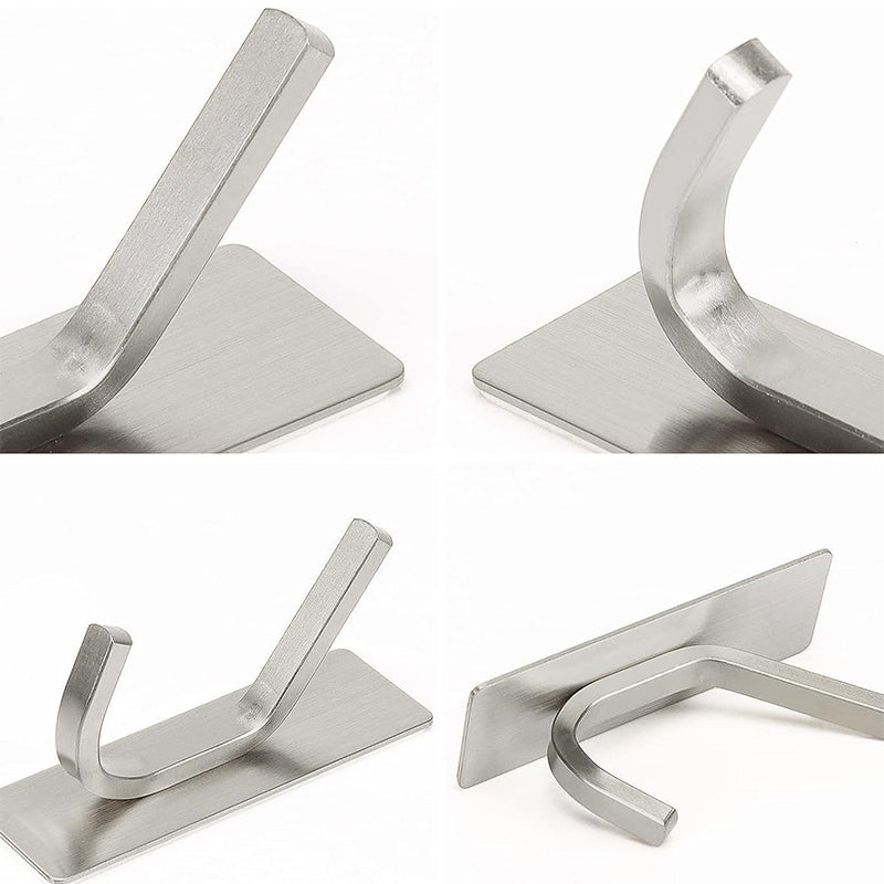 JORDAN&JUDY Lot de 6 crochets adhésifs robustes en acier inoxydable - Argent