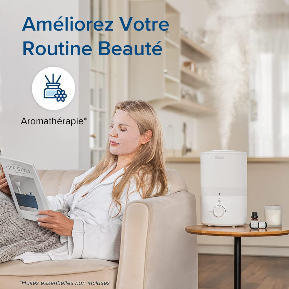 LEVOIT D302 Dual 150 Humidificateur d’air à ultrasons à brume froide Blanc