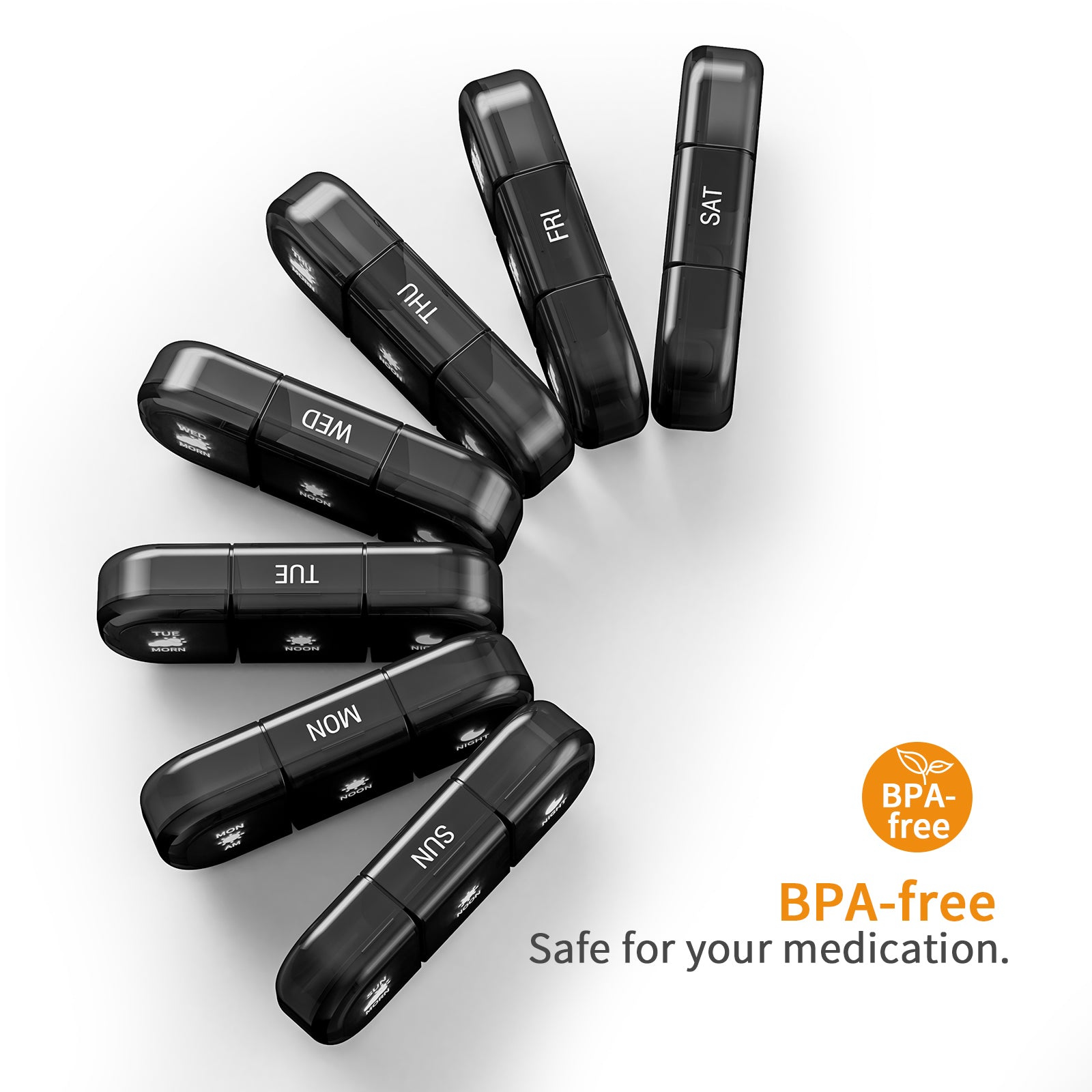 GAONLY Pilulier hebdomadaire 3 prises par jour, Boîte à pilules de voyage portable 7 jours avec grands compartiments, Étui à pilules opaque pour vitamines, médicaments