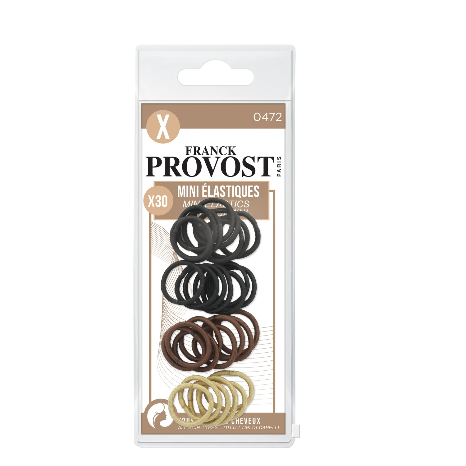 FRANCK PROVOST Élastiques à Cheveux Multicouleurs - Lot de 30 pièces