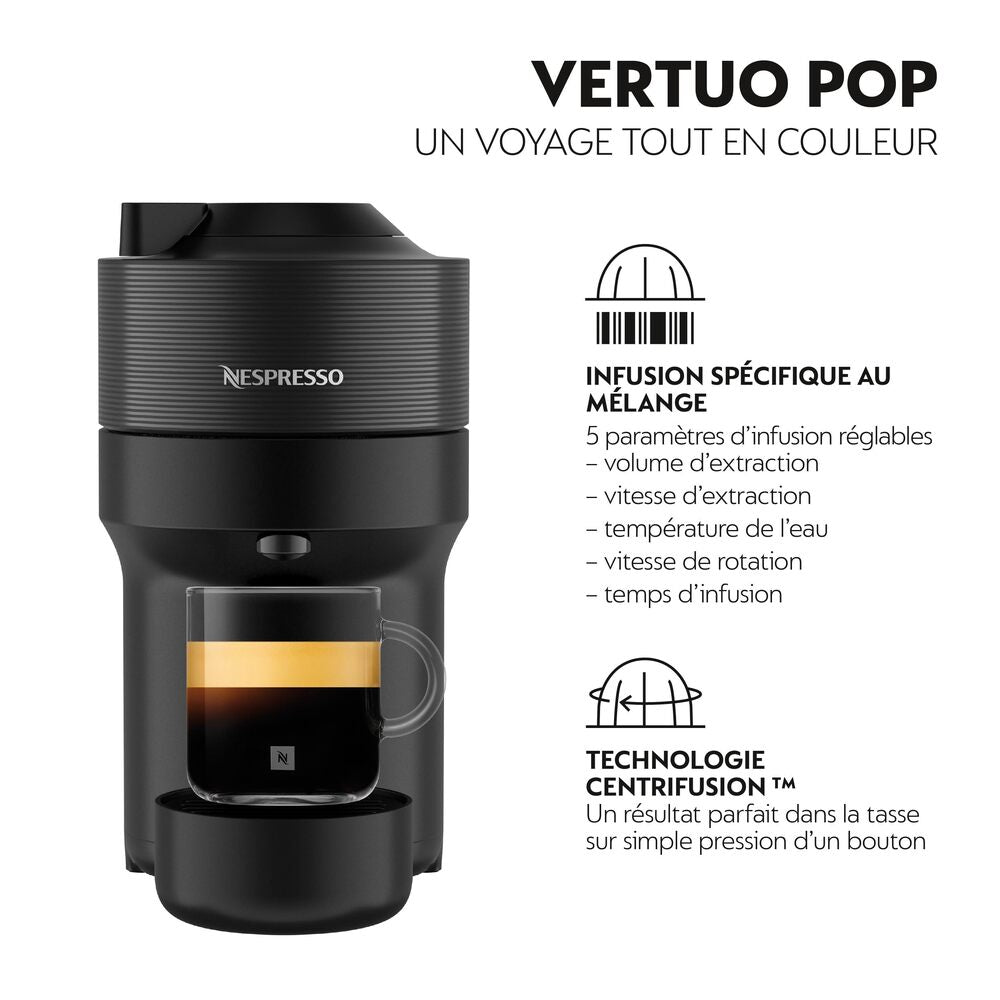 Nespresso Vertuo ENV90.B Vertuo Pop, Machine à café et expresso compacte à dosettes, Machine à dosettes de café pour capsules Vertuo, 0,6 litre - Noir
