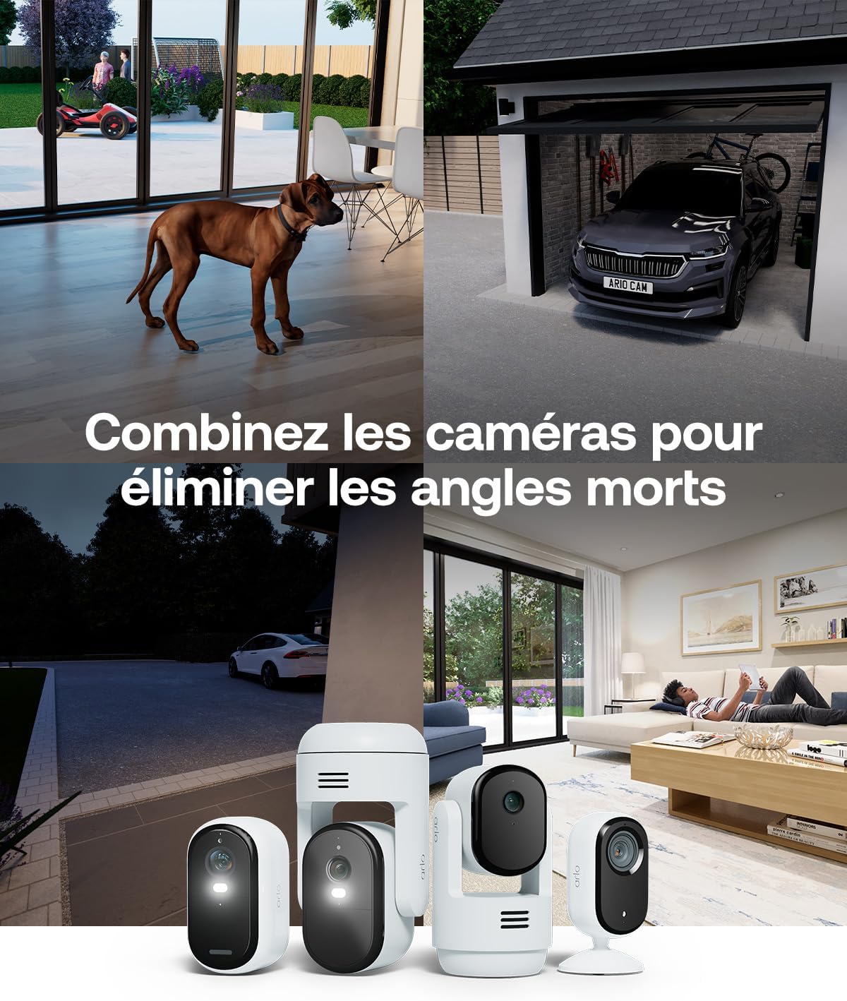 Arlo VMC3273-100EUS Caméra de Sécurité Intérieure WiFi Essential 3 2K PTZ, Kit de 2 caméras, Rotation à 360°, Détection par IA, Compatible avec Alexa, Blanc