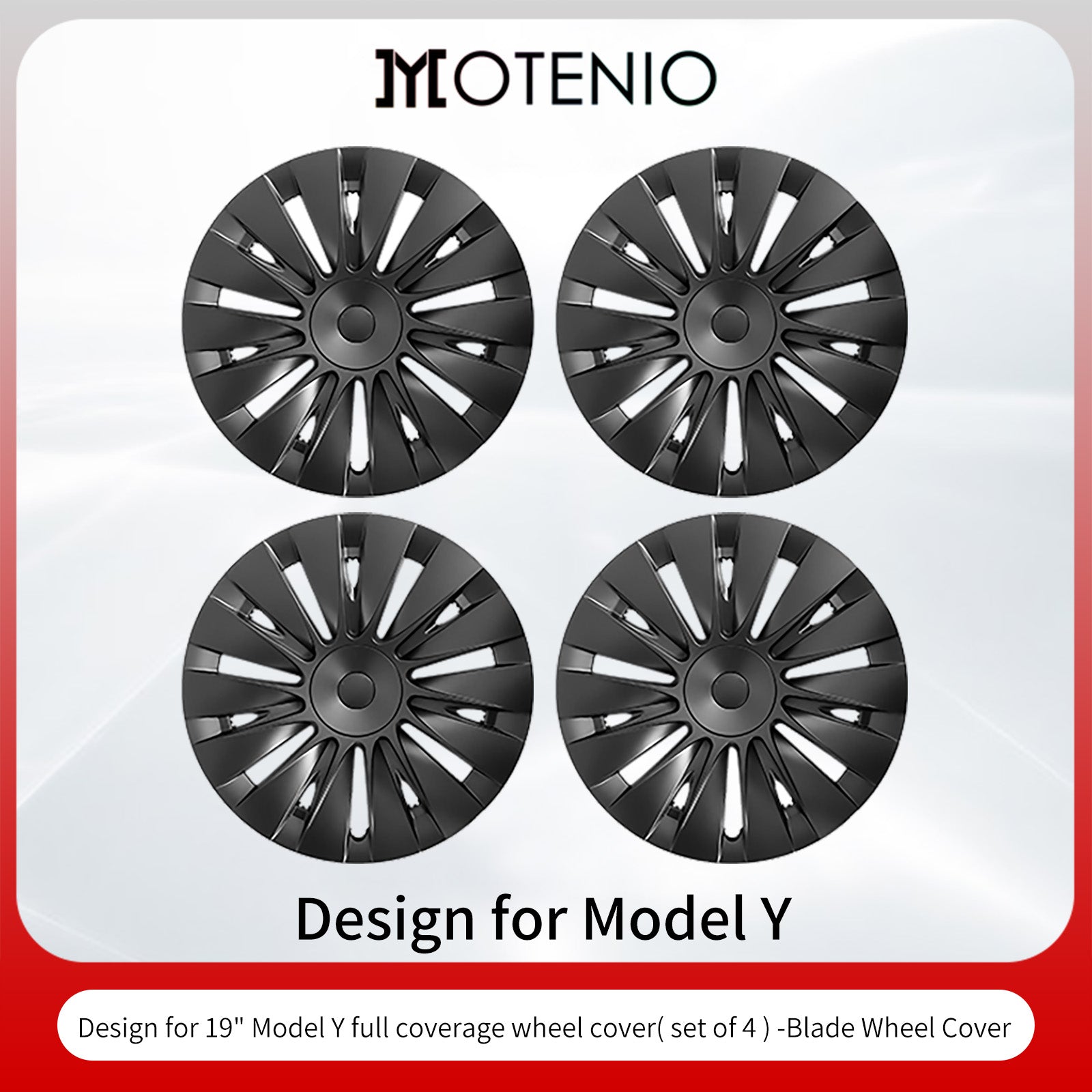 4PCS Cache Jante Premium Pour Tesla Model Y (2020-2024) 19 Pouces Cache Jantes Noir Mat Style Lame Couverture Complète Couverture Protectrice Exclusivement Pour Model Y (2020-2024)