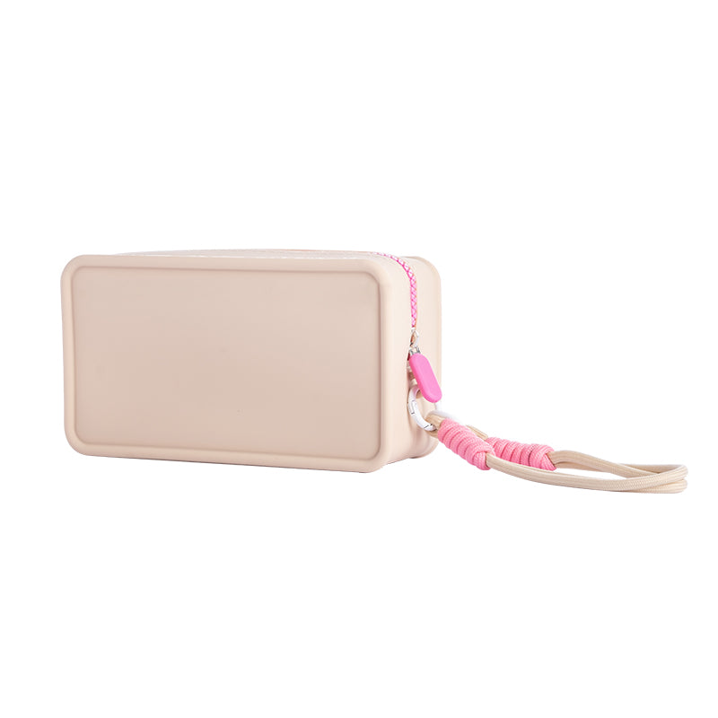 JORDAN&JUDY Trousse de rangement pour maquillage en silicone à blocs de couleurs portable à main 20 x 12 x 8 cm Kaki 1 pièce