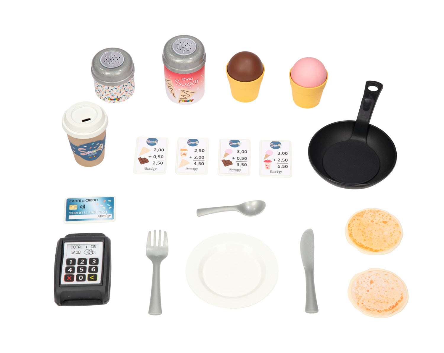 Smoby - Maisonnette de jardin Sweety Corner - Maisonnette de jardin pour enfants - Thème des snacks - Machine à glaces - 18 accessoires - Matériaux recyclés - Dès 2 ans - Fabriqué en France