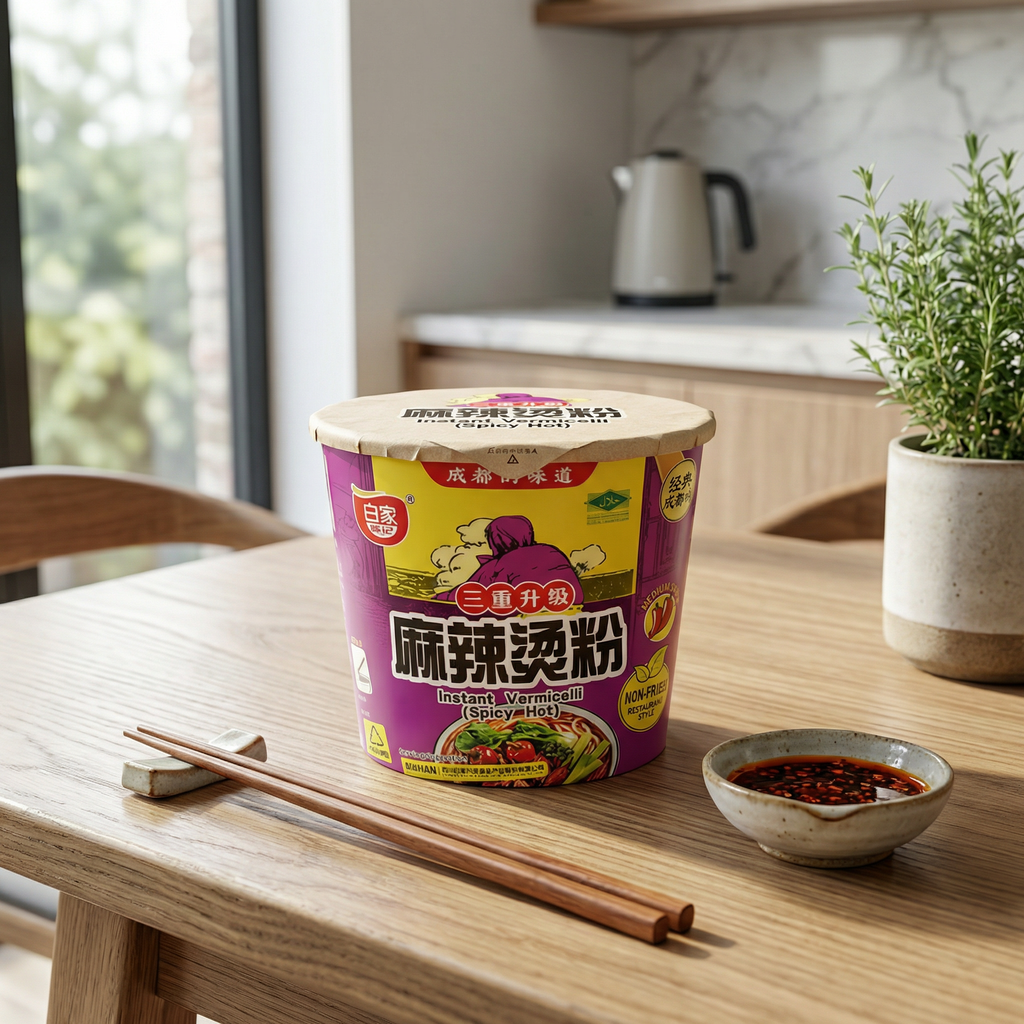 Bai Jia Vermicelles de Patate Douce Bol - Chaud et Épicé 105 g