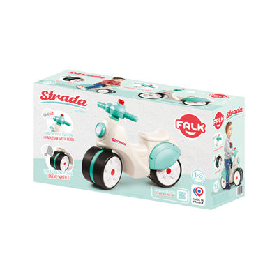 Falk Strada Trottinette pour tout-petits à roues silencieuses - Crème et vert - Petits aventuriers - 59 x 24 x 48 cm - 1