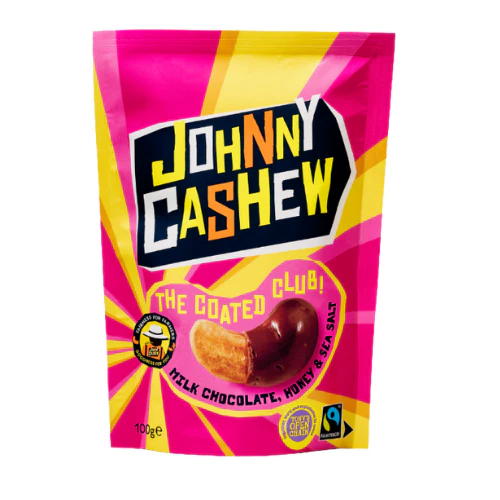JOHNNY CASHEW Noix de cajou enrobées de chocolat avec miel et sel de mer - 100 g