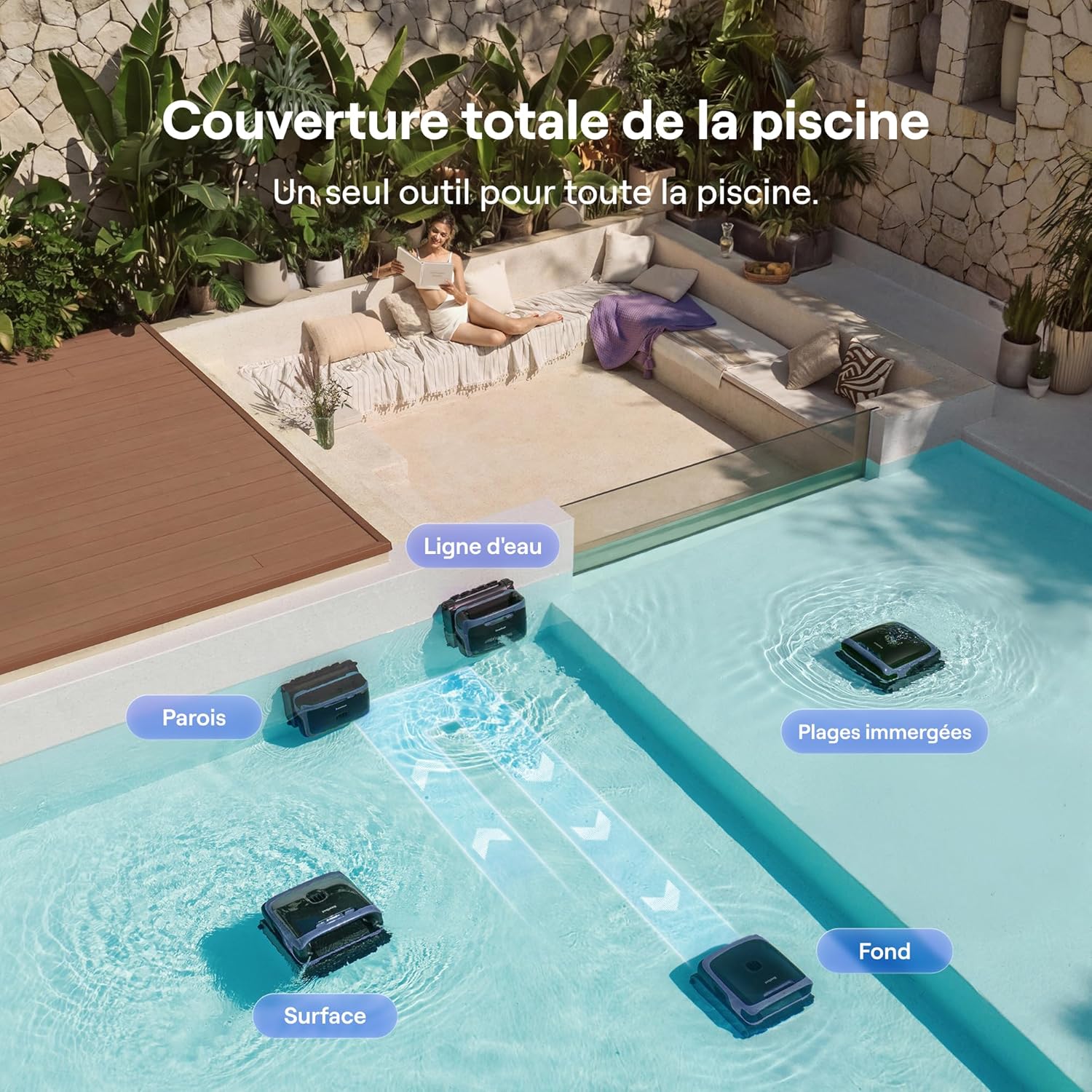 Beatbot M70 Version Robot de Piscine, Nettoyeur de Piscine 4-en-1, Débit de 25700 L/h, Station d'Accueil de Surface Intelligente, Capacité de Déchets de 6 L, Batterie de 10000 mAh