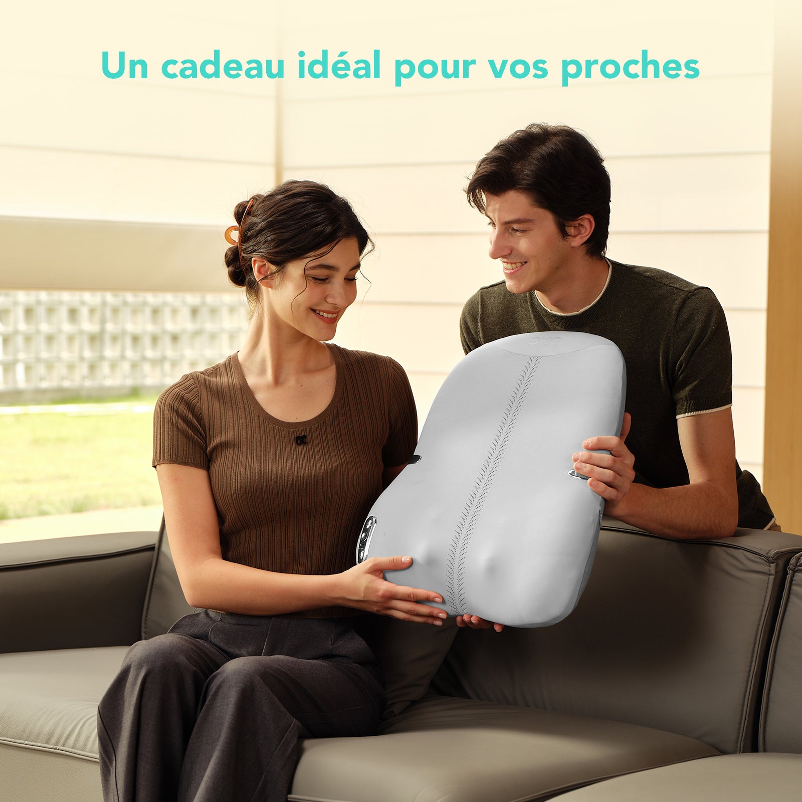 SKG TS700 Support lombaire de massage, Tête de massage 4D, Massage sur rail, Pour bureau et domicile, Cadeau pour l'être aimé