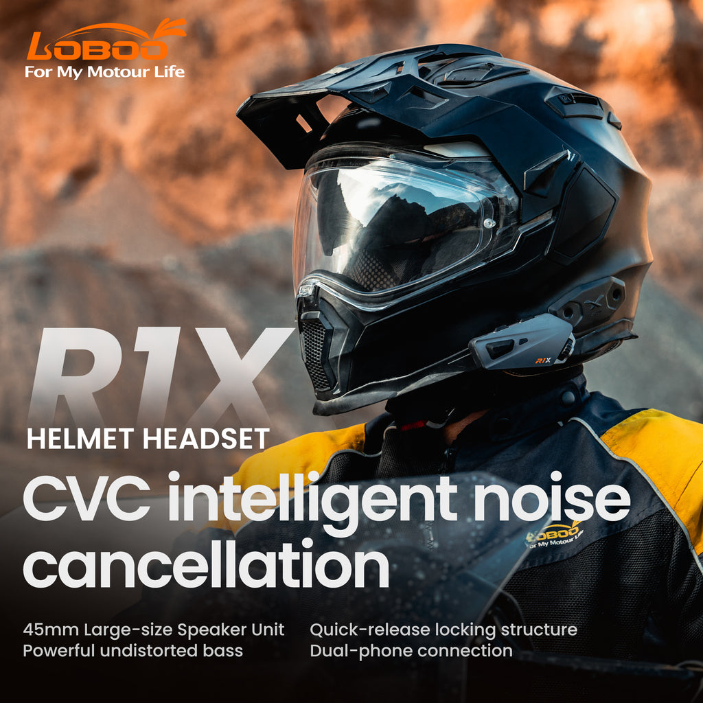 Kit Audio pour Casque de Moto Loboo R1X - Haut-parleurs de 45 mm et Réduction de Bruit CVC