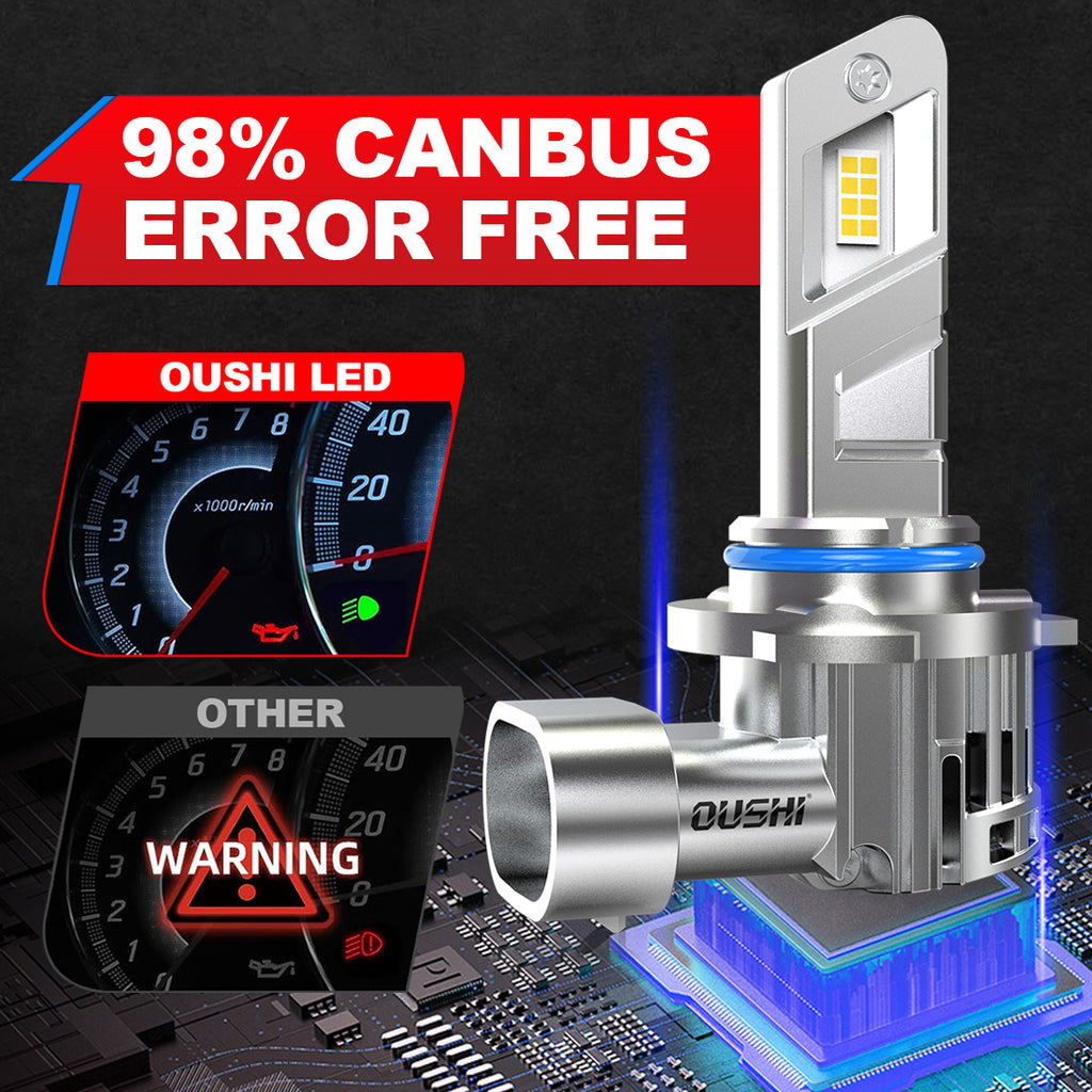 OUSHI HB4 - Ampoules LED de phare, améliorées de 600 %, blanc xénon 6500 K, format 1:1 mini, HB4 LED, 30 000 lm, plug-and-play, équivalent 9006, lot de 2