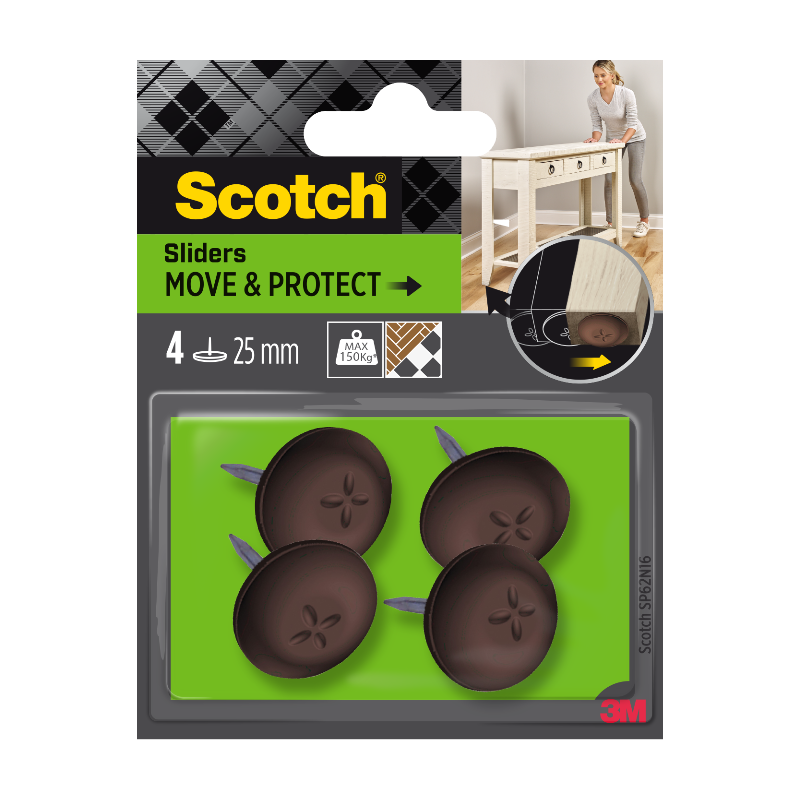 Scotch®Patin glisseur alvéolé à clouer Marron Ø 25 mm