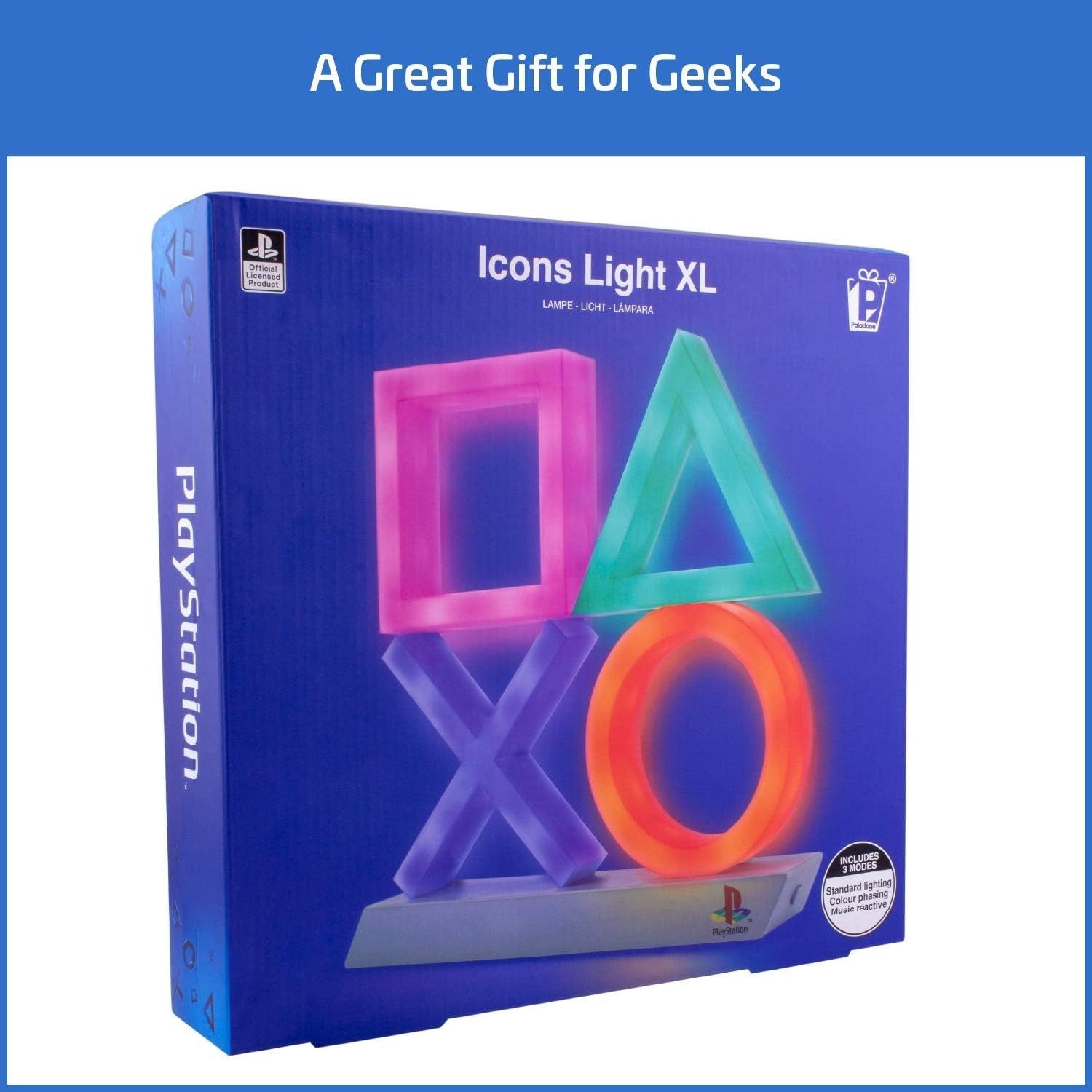 PlayStation Icons Light XL - sous Licence Officielle - 30 cm - 3 Modes d'Éclairage - Réactif à la Musique - Alimenté par USB ou Batterie