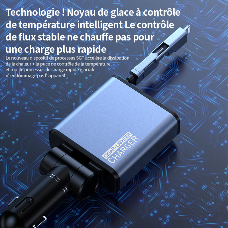 ATSHARK K006S Chargeur de voiture Verre/plastique technique PC+ABS/alliage d'aluminium 1 pièce Bleu noir
