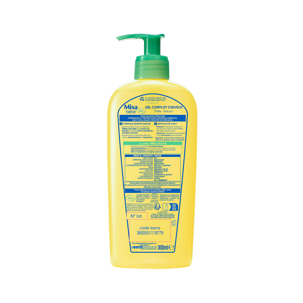 Mixa Bebe Gel Corps et Cheveux 2 en 1 Bio 300 ml