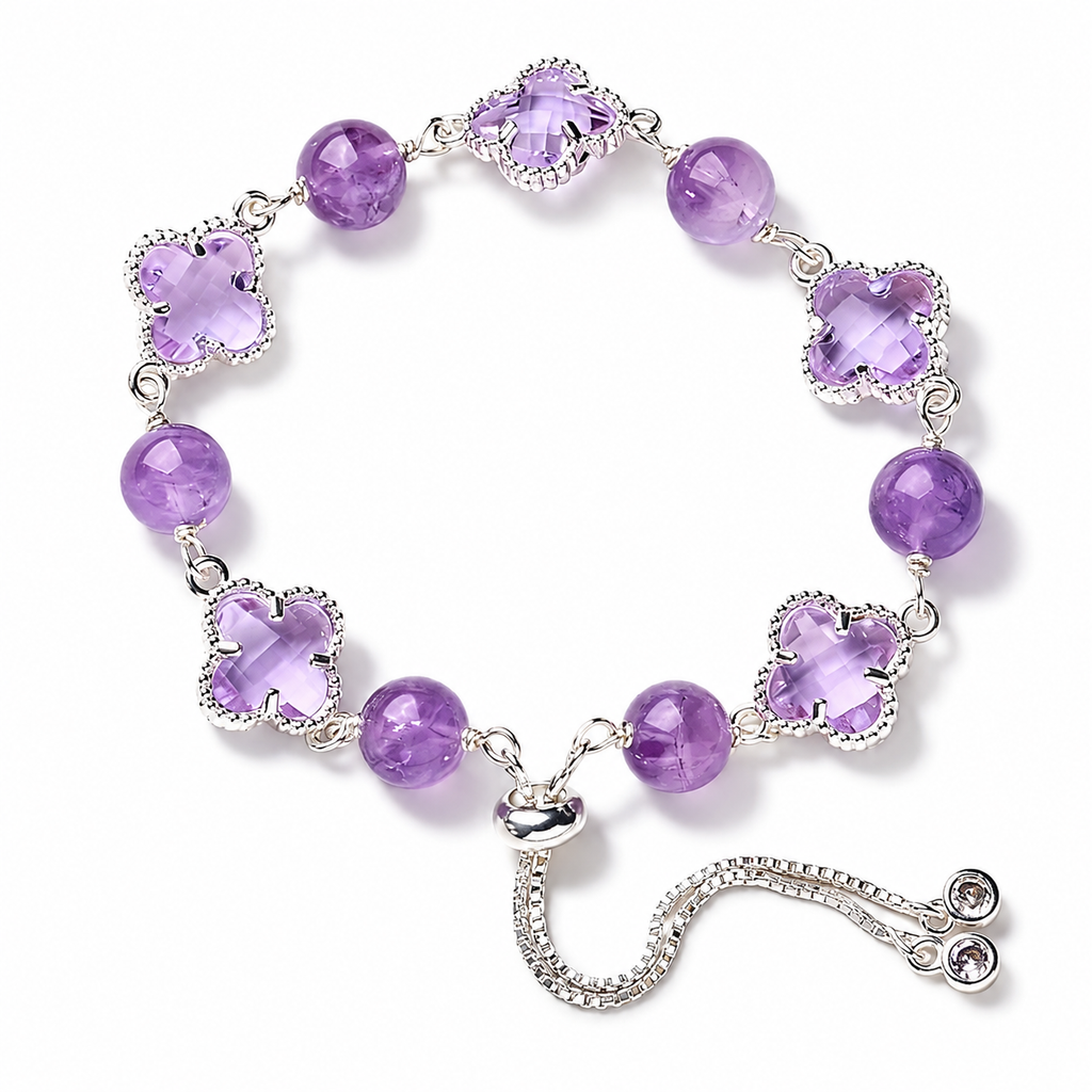 VoxorAI L8 Bracelet, Bracelet en améthyste naturelle, Création originale faite main à faire soi-même, Bracelet en cristal tendance et haut de gamme