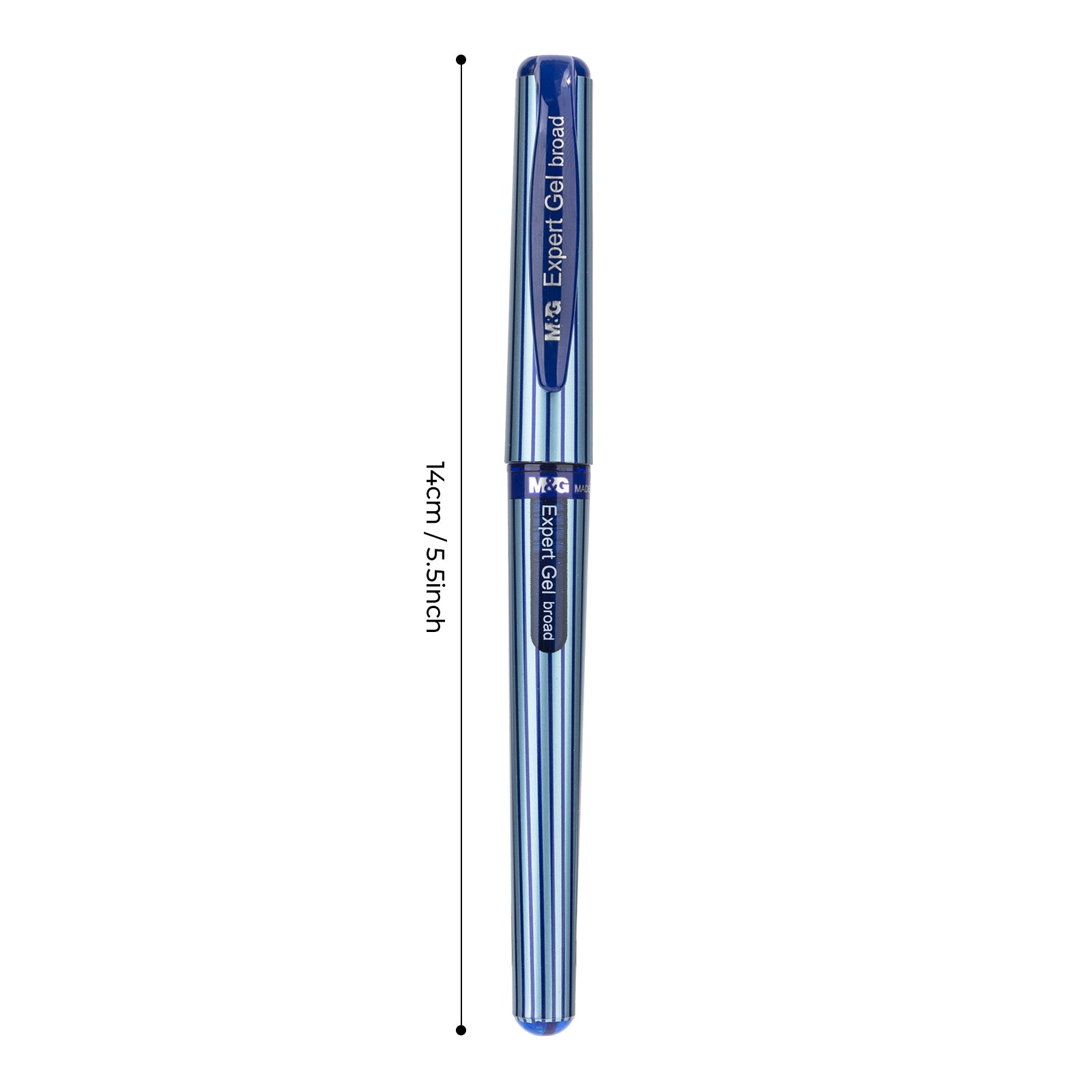 M&G ExpertGel Stylos gel à encre bleue, lot de 12, pointe moyenne 1,0 mm, séchage rapide, écriture fluide avec grip antidérapant et capuchon pour bureau et école