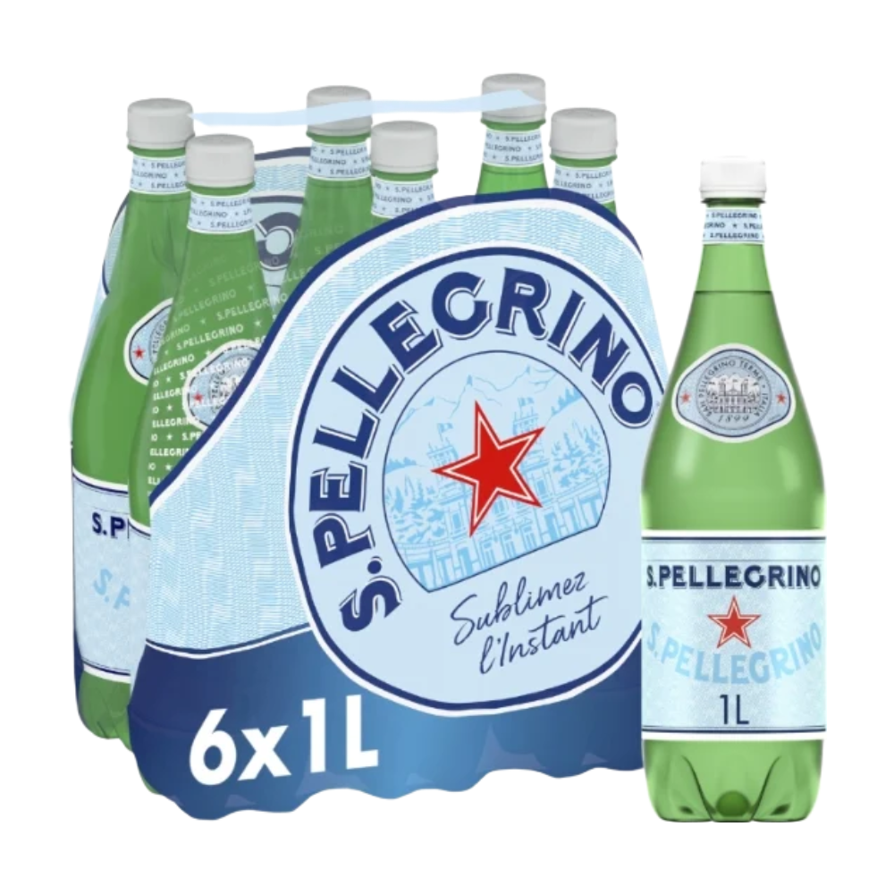 SAN PELLEGRINO Eau minérale naturelle gazeuse - 6 x 1 L