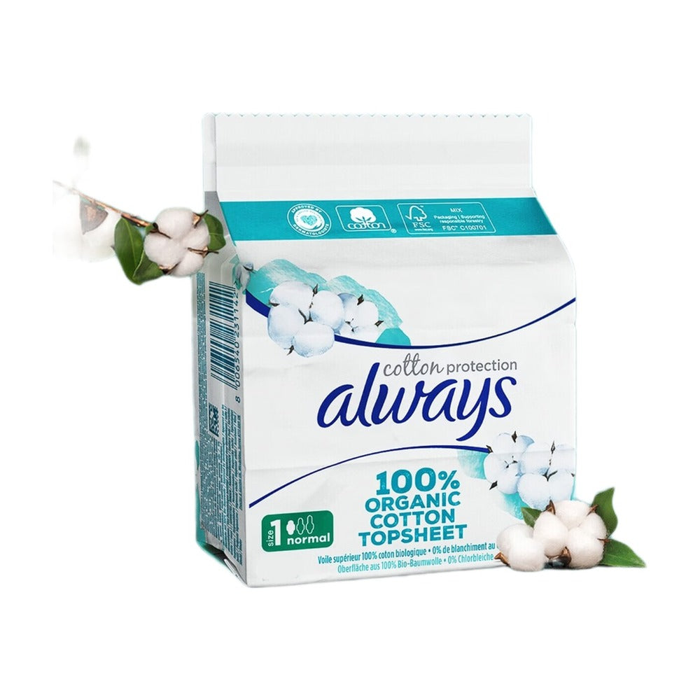 Always Ultra Serviettes Hygiéniques Protection Coton Avec Ailettes Flux Normal - 44 Unités (4 Paquets de 11)