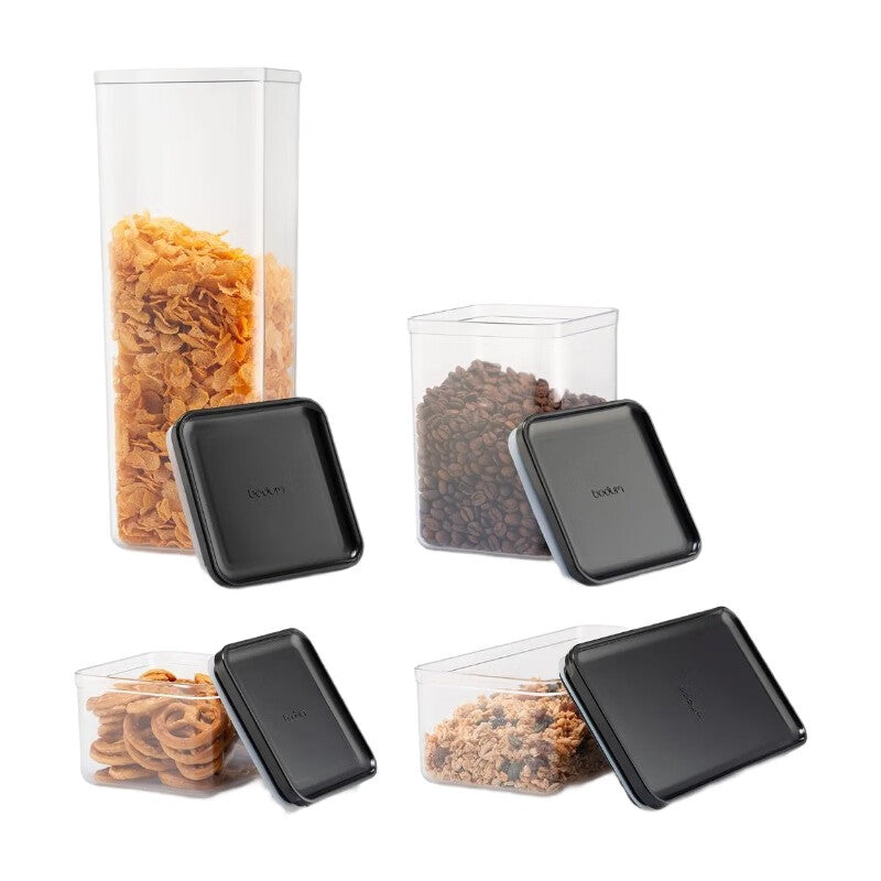 Bodum Canteen Lot de 6 bocaux de conservation avec couvercle noir