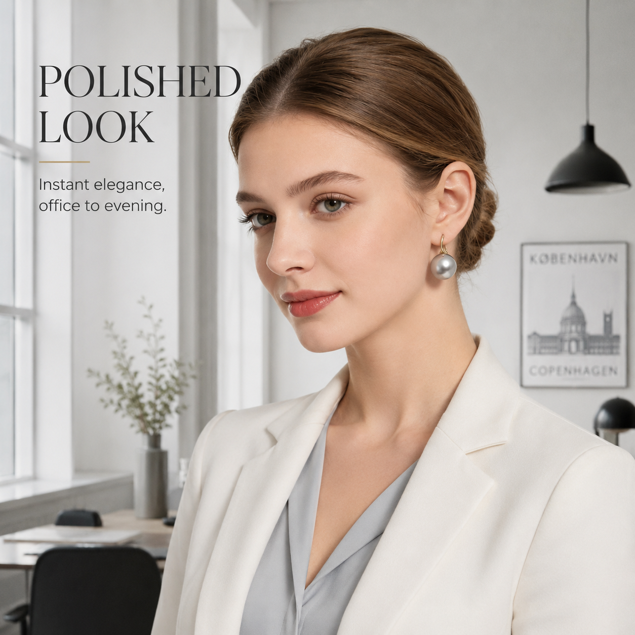 VoxorAI EH5 - Boucles d'oreilles perles gris foncé, puces d'oreilles, pendantes, luxe haut de gamme, style de niche, nouveauté polyvalente, article phare