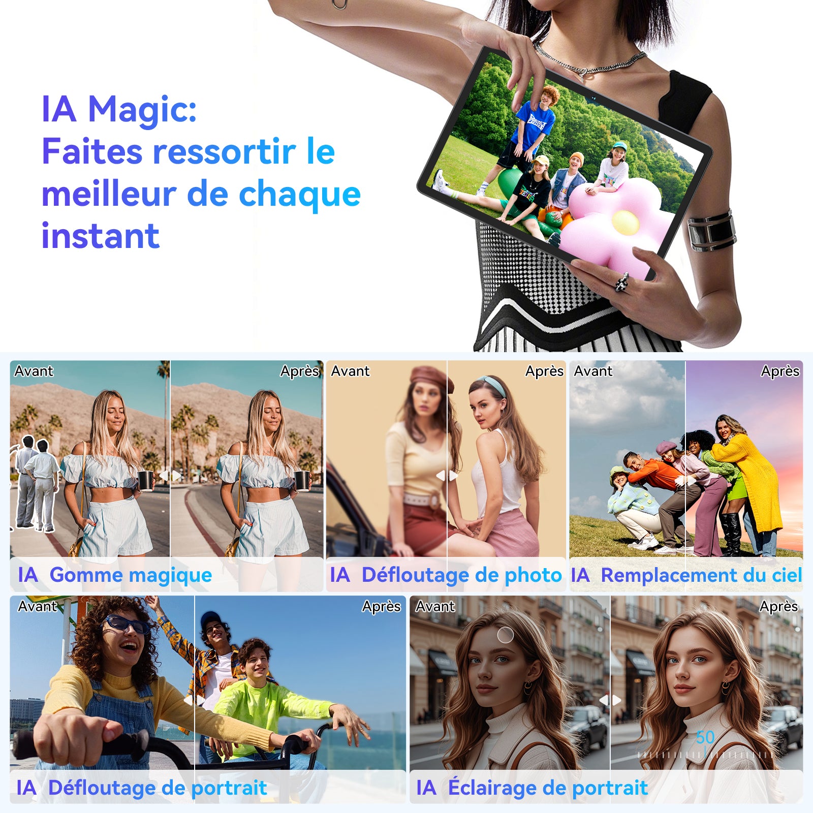 TABWEE W90 Tablette 11 pouces, Android 16, double carte SIM 4G + 5G, Wi-Fi, processeur octa-core avec IA, 24 Go (8 + 16) de RAM + 256 Go de ROM (carte TF jusqu'à 2 To), batterie de 8 000 mAh avec recharge rapide 18 W, appareils photo 8 Mpx + 16 Mpx,