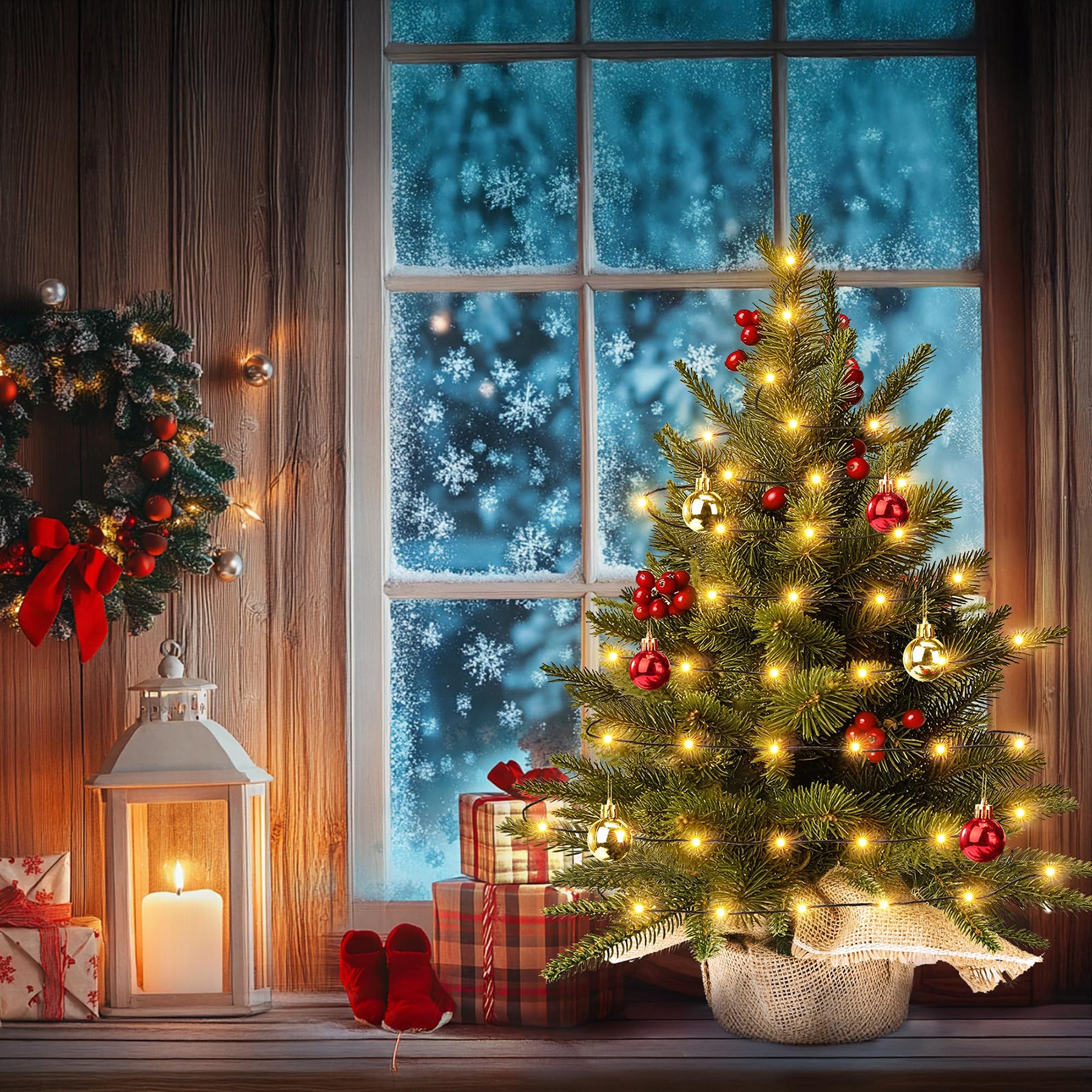1 pièce Mini sapin de Noël 23,6 pouces/60 cm, sapin de Noël artificiel pour l'intérieur, petit sapin de table décoré avec des baies rouges et des boules de Noël