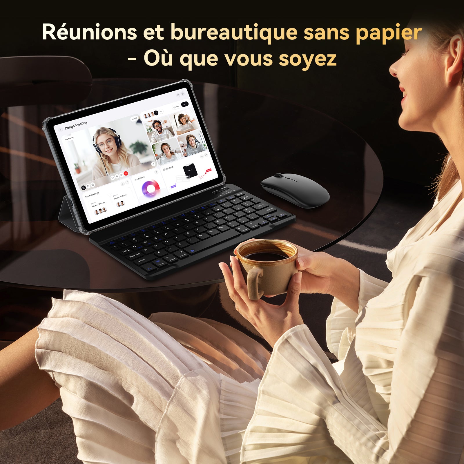 TABWEE T80 (6 Go+128 Go, ), 10 pouces, Android 15, 6000 mAh – Livré avec clavier/souris/stylet/coque/support/film verre – BT5.0, WiFi 5G, Gemini AI