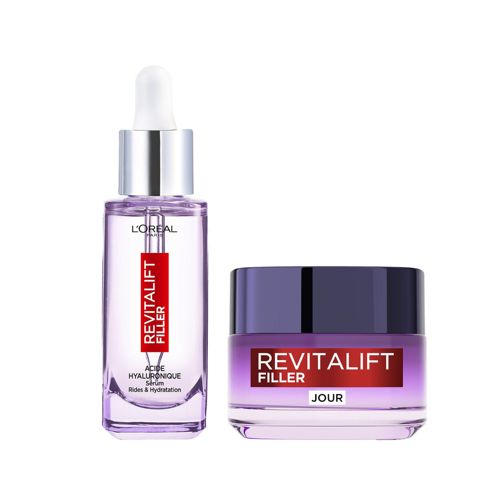 L'Oréal Paris Revitalift Filler Coffret Routine Anti-Âge, Sérum Repulpant à l'Acide Hyaluronique 30 ml + Soin de Jour Volumateur 50 ml