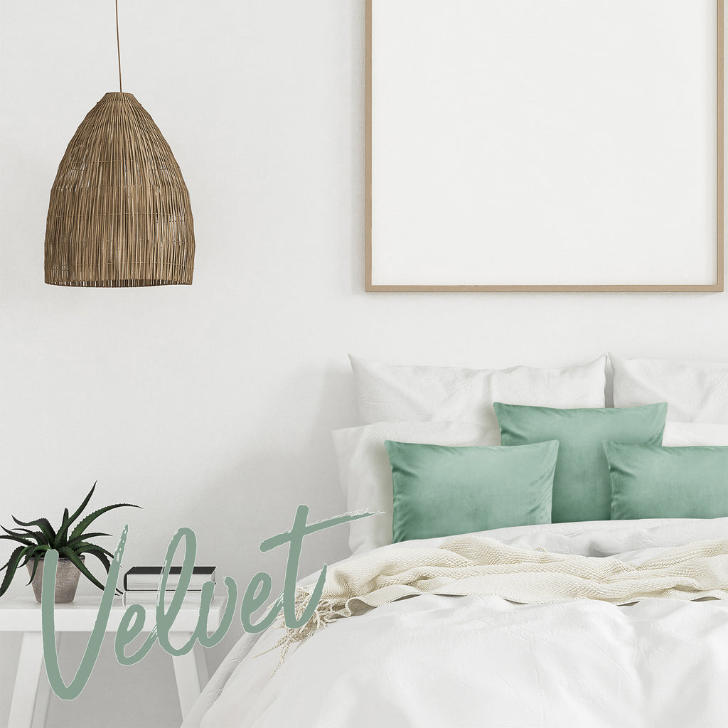 Deconovo Housse de coussin en velours néerlandais, coloris vert clair, 45 x 45 cm, 1 pièce