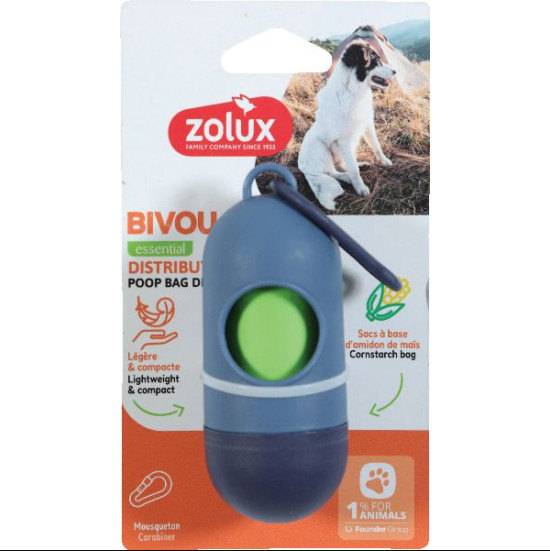 ZOLUX Sachets à déjections canines, lot de 15, bleu, 4 x 4 x 14 cm