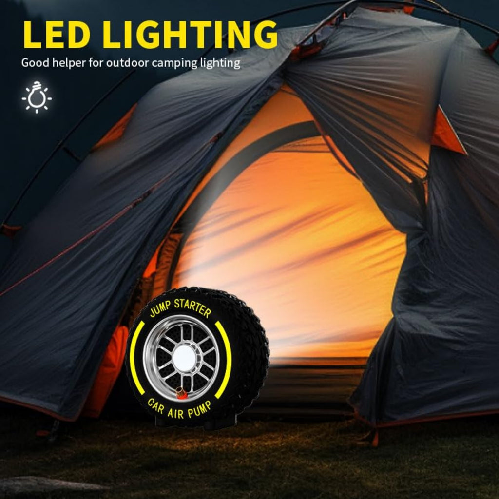 COCCKO Démarreur de batterie de voiture avec gonfleur 150 PSI, compresseur de secours 120 W, 4 modes intelligents, écran LCD, éclairage LED et mode SOS