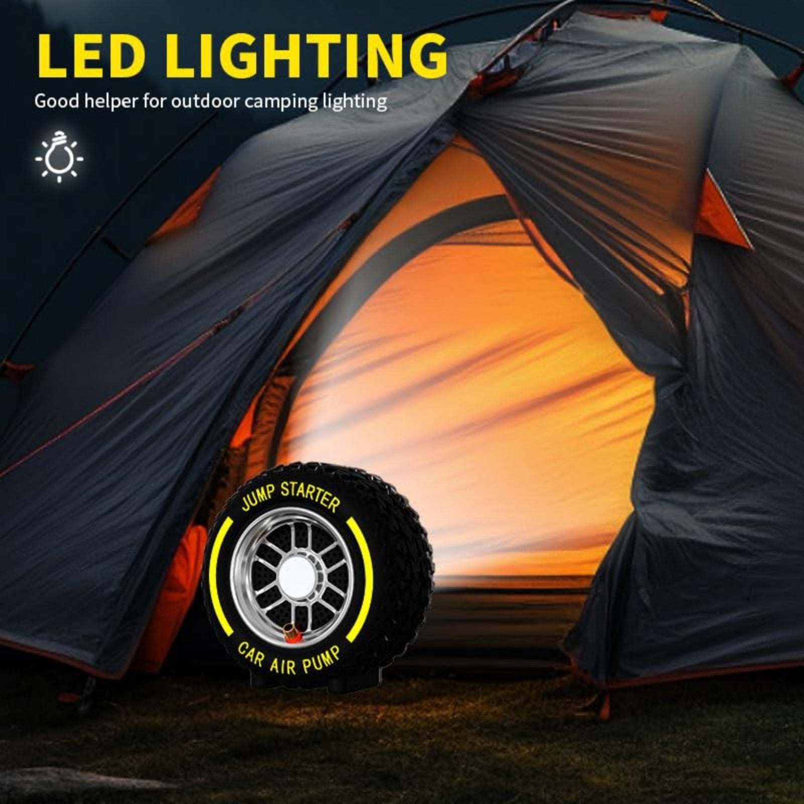 COCCKO Démarreur de batterie de voiture avec gonfleur 150 PSI, compresseur de secours 120 W, 4 modes intelligents, écran LCD, éclairage LED et mode SOS