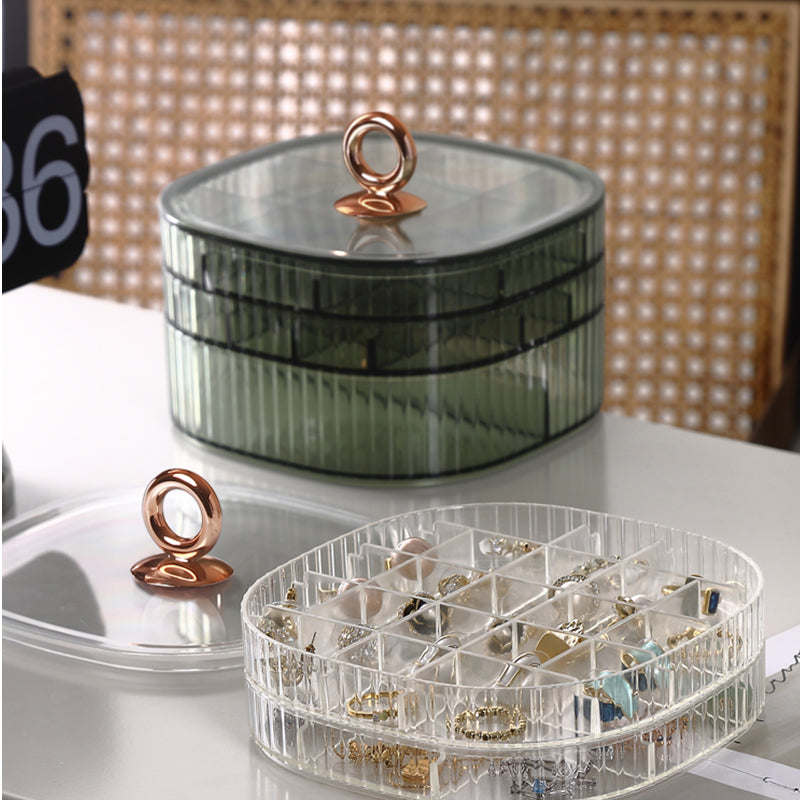 JORDAN&JUDY Boîte de rangement à bijoux grande capacité, Compartiments multicouches, Étui à bijoux pour boucles d'oreilles, colliers, bagues et montres, Vert