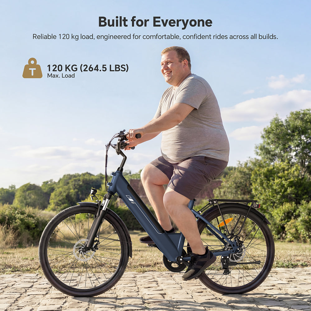 Touroll Roamer 2 ST Step-Thru 26 pouces 36 V 15,6 Ah 250 W 25 km/h 7 vitesses 45 Nm 100 km Autonomie maximale Vélo électrique Avec frein à disque mécanique et frein électrique